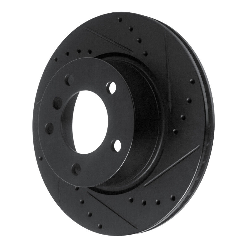 R1 05-07 BMW 120i (Mexico) Front Right Drilled & Slotted Black Brake Rotor