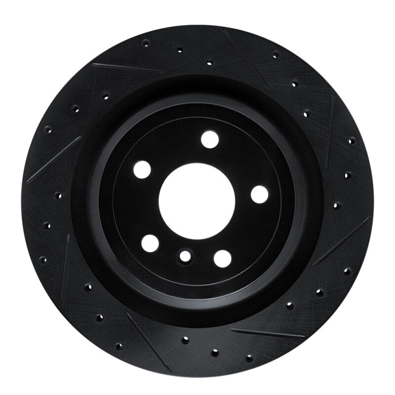 R1 12-19 Mercedes-Benz GLE300D Rear Right Drilled & Slotted Black Brake Rotor