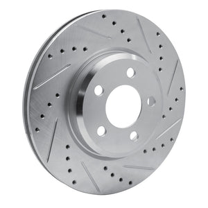 R1 2005-2023 Chrysler 300 Front Right Drilled & Slotted Silver Brake Rotor