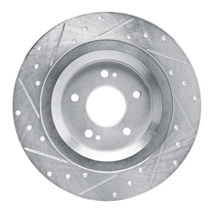 R1 22-25 Hyundai SANTA FE Rear Right Drilled & Slotted Silver Brake Rotor