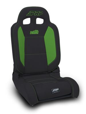 PRP EnduroDaily Reclining Suspension Seat - Black/Green Vinyl - Passenger