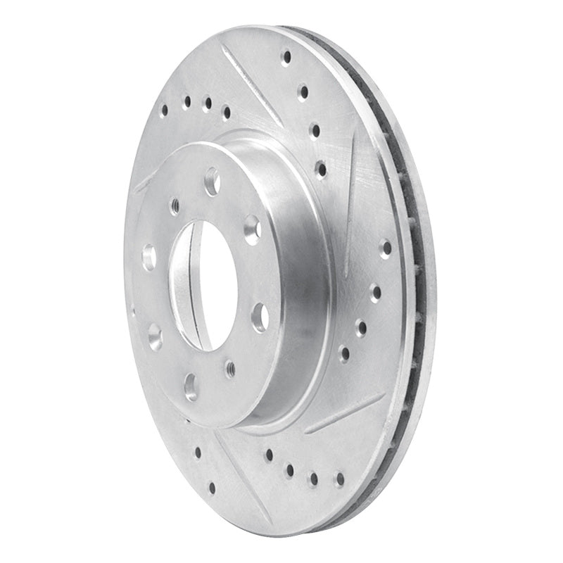 R1 86-91 Acura Integra Front Right Drilled & Slotted Silver Brake Rotor