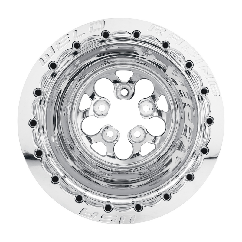 Weld Alpha-1 15x12 / 5x4.5 / 4 BS / 3.18 HB - Polished Center - Polished Shell - DBL MT Wheel