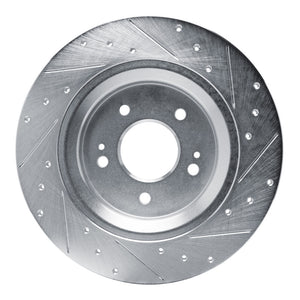 R1 21-25 Hyundai SANTA FE Rear Left Drilled & Slotted Silver Brake Rotor