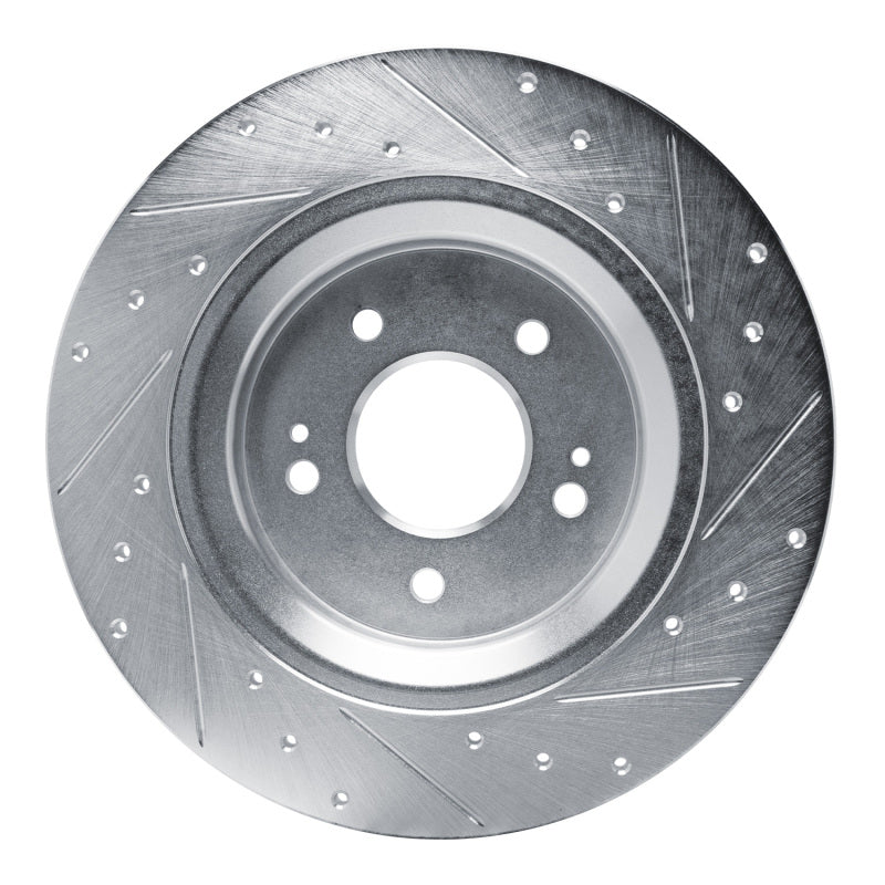 R1 21-25 Hyundai SANTA FE Rear Left Drilled & Slotted Silver Brake Rotor