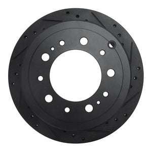 R1 98-07 Lexus LX470 Rear Right Drilled & Slotted Black Brake Rotor