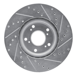 R1 06-15 Honda Civic Si Front Left Drilled & Slotted Silver Brake Rotor