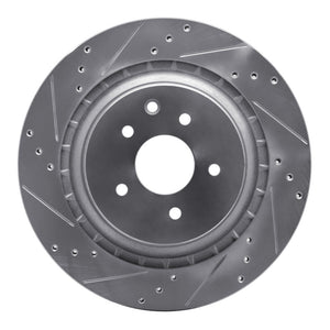 R1 09-20 Nissan 370Z Rear Left Drilled & Slotted Silver Brake Rotor