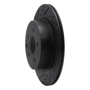 R1 05-25 Infiniti EX37 Rear Left Drilled & Slotted Black Brake Rotor