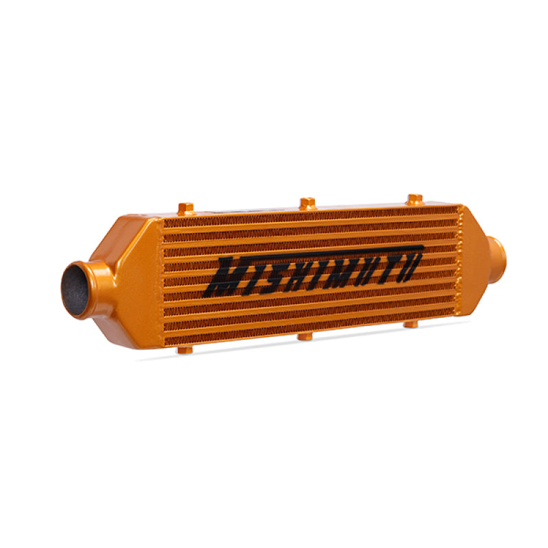 Mishimoto Universal Gold Z Line Intercooler Overall Size: 28x8x3 Core Size: 21x6x2.5 Inlet / Outlet
