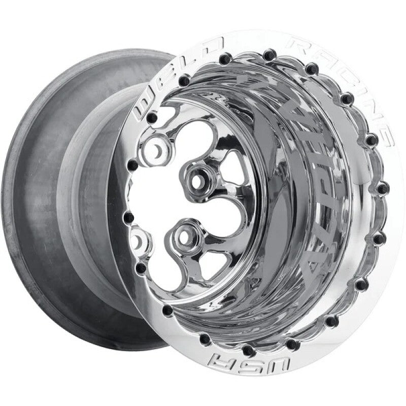 Weld Alpha-1 15x13 / 5x4.75 BP /2in. BS Polished Wheel - Polished Double Beadlock MT