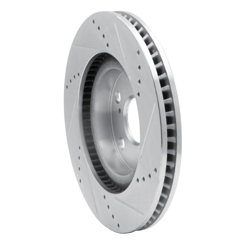 R1 03-06 Mitsubishi Lancer Rear Left Drilled & Slotted Silver Brake Rotor