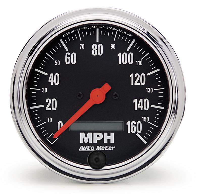Autometer Traditional Chrome 3-3/8in 160 MPH Electric Speedometer w/ LCD Odometer