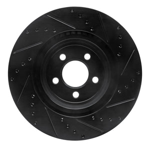 R1 09-23 Dodge Challenger Front Left Drilled & Slotted Black Brake Rotor
