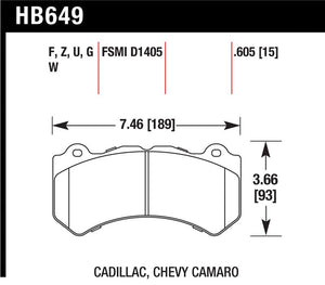 Hawk 08-12 Cadillac CTS-V / 12 Jeep Grand Cherokee (WK2) SRT8 DTC-60 Front Race Brake Pads
