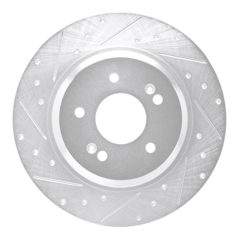 R1 21-25 Hyundai SANTA FE Rear Left Drilled & Slotted Silver Brake Rotor