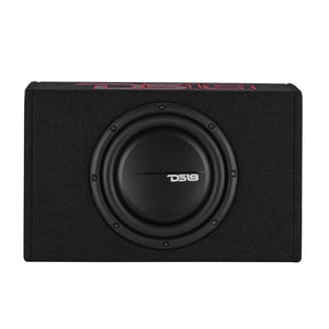 DS18 Single 10in Shallow Enclosure w/ Subwoofer 350 Watts RMS Sealed Black Carpet Amplified