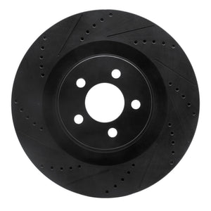 R1 05-23 Chrysler 300 Front Left Drilled & Slotted Black Brake Rotor