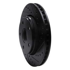 R1 07-18 Jeep Wrangler Front Right Drilled & Slotted Black Brake Rotor