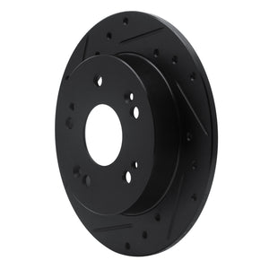R1 97-15 Acura ILX Rear Left Drilled & Slotted Black Brake Rotor