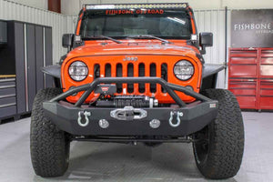 Fishbone Offroad 07-18 Jeep Wrangler JK Full Width Front Winch Bumper - Black Powdercoat
