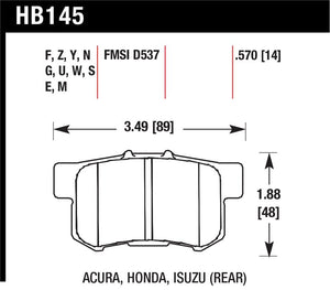 Hawk 1997-1997 Acura CL 2.2 HPS 5.0 Rear Brake Pads