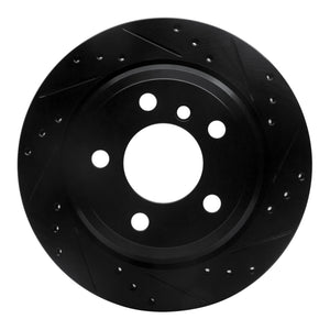 R1 06-20 BMW 325XI Rear Right Drilled & Slotted Black Brake Rotor