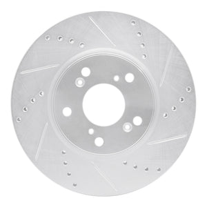 R1 13-25 Honda Accord Coupe Front Right Drilled & Slotted Silver Brake Rotor