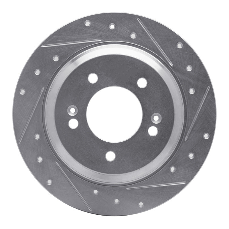 R1 13-25 Hyundai Elantra GT Rear Right Drilled & Slotted Silver Brake Rotor