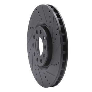 R1 2013-2023 Chrysler 200 Front Right Drilled & Slotted Black Brake Rotor