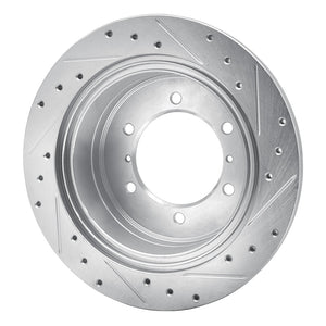 R1 90-04 Mitsubishi Montero Rear Left Drilled & Slotted Silver Brake Rotor