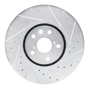 R1 21-23 Dodge Charger Right Front Drilled & Slotted Silver Brake Rotor