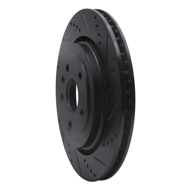 R1 16-24 Cadillac ATS Rear Right Drilled & Slotted Black Brake Rotor