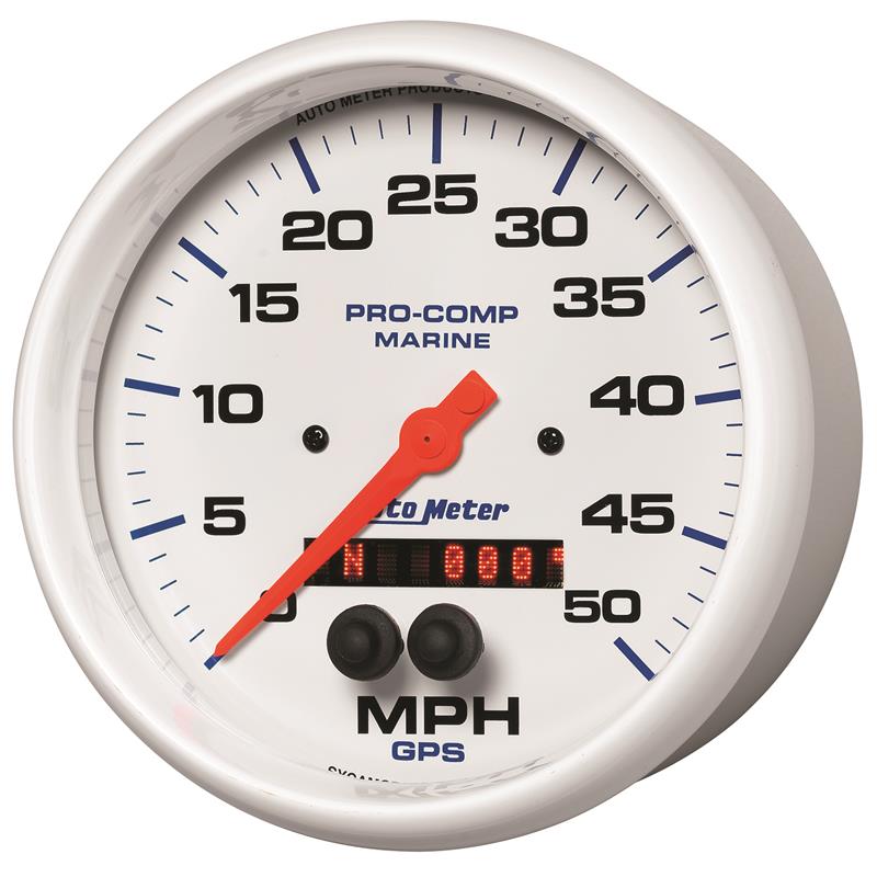 Autometer Marine White Gauge 5in Speedometer - 50 MPH