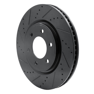 R1 07-24 Infiniti QX56 Front Left Drilled & Slotted Black Brake Rotor