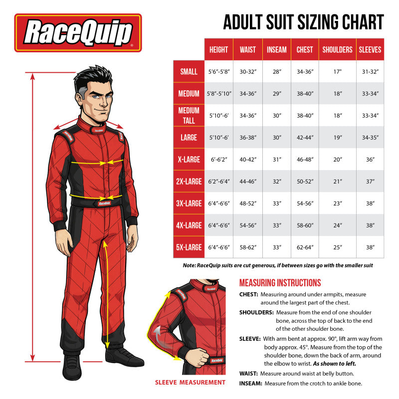 RaceQuip Black Chevron-1 Suit - SFI-1 3XL