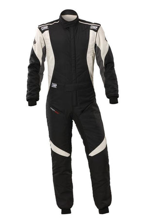 OMP FIRST EVO OVERALL my2025 FIA 8856-2018/SFI BLACK / WHITE SZ 50