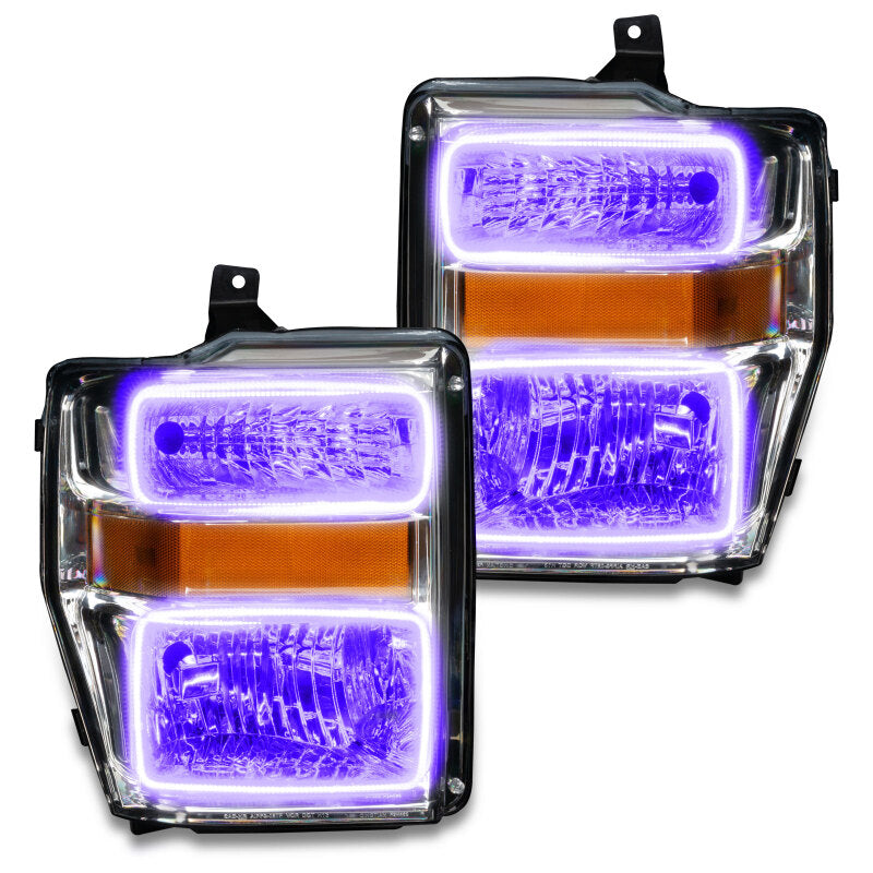 Oracle 08-10 Ford F250 Pre-Assembled Halo Headlights - Chrome Housing - w/ 2.0 Controller