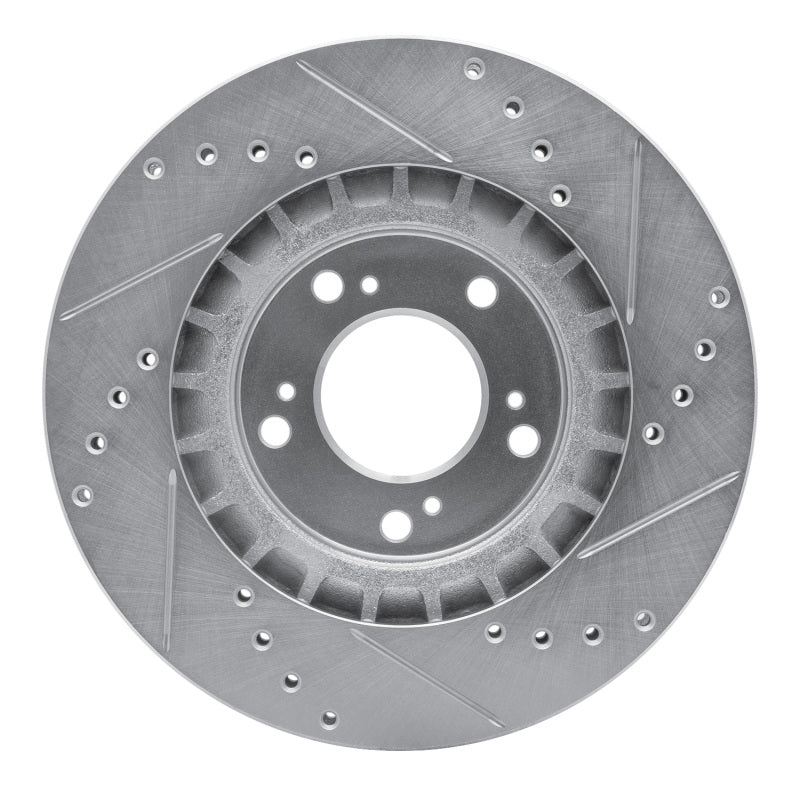 R1 00-09 Honda S2000 Front Left Drilled & Slotted Silver Brake Rotor