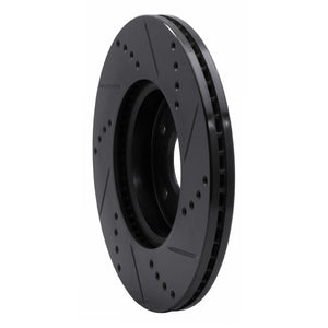 R1 13-25 Honda Civic Sedan Front Left Drilled & Slotted Black Brake Rotor