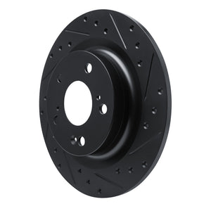 R1 17-25 Acura Integra Rear Right Drilled & Slotted Black Brake Rotor