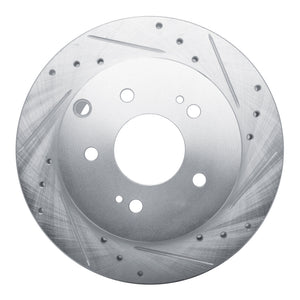 R1 06-12 Mitsubishi Eclipse Rear Right Drilled & Slotted Silver Brake Rotor