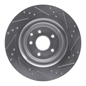 R1 09-20 Nissan 370Z Rear Left Drilled & Slotted Silver Brake Rotor