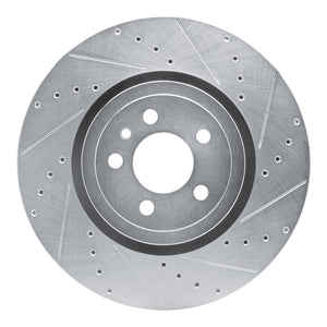 R1 14-23 Dodge Charger Front Right Drilled & Slotted Silver Brake Rotor