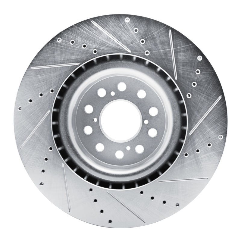 R1 17-25 Acura Integra Front Left Drilled & Slotted Silver Brake Rotor