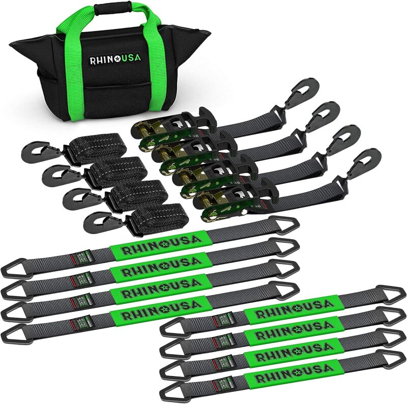 Rhino USA Heavy Duty Vehicle Tie Down Kit (Snap Hook)