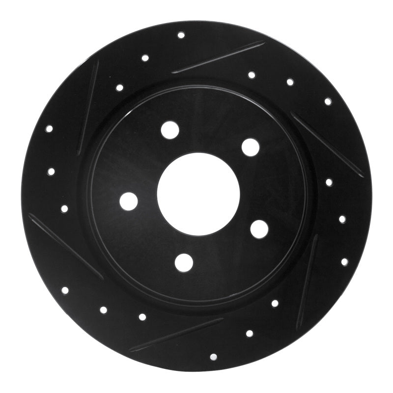 R1 13-18 Ford Transit Connect Rear Left Drilled & Slotted Black Brake Rotor