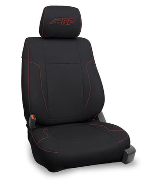 PRP 12-14 Ford Raptor Front Seat Covers (Pair) - Black w/ Red Stitch
