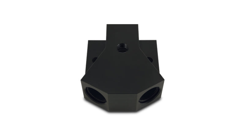 Vibrant Billet Aluminum Y-Block Fitting with 1/8in NPT Port -10AN x Dual -8AN ORB