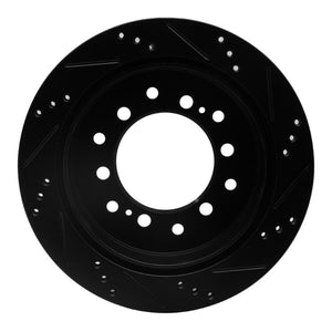 R1 2010-2024 Lexus GX460 Rear Left Drilled & Slotted Black Brake Rotor
